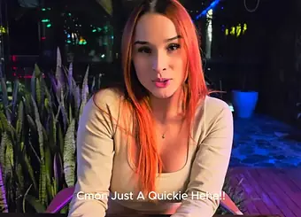 Abella Olsen's risky public RomP with stranger in a restaurant shower - POV with cum in mouth!