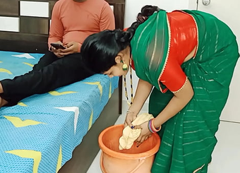 Goldx's maid Komal's cock-squeezing smooth-shaven vagina opened up broad by Goldx's immense spear in from the rear and homemade vid