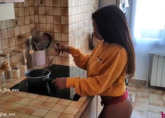 Latika Jha - LJ_015 - Asian / Indian Nubile with Thick Hooters Gettin Torn Up in her Kitchen / Amateur