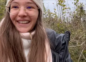 Hot petite Asian teen gets her small tits pounded in the woods