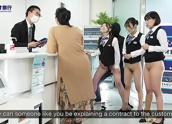 See this diminutive stunner sploog while working at the Bank in uniform fetish movie